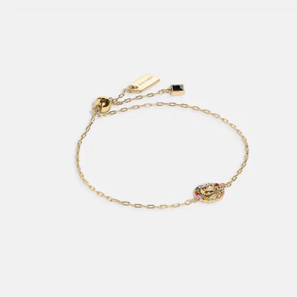 NWT Coach Signature Multicolor Crystal Slider Bracelet - Picture 2 of 4